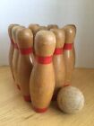 Vintage Toy Mini Wooden Bowling Pen and ball set