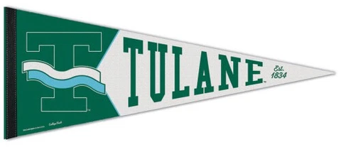 TULANE GREEN WAVE Retro-1980s-Style NCAA Premium Felt Collectors PENNANT Cover