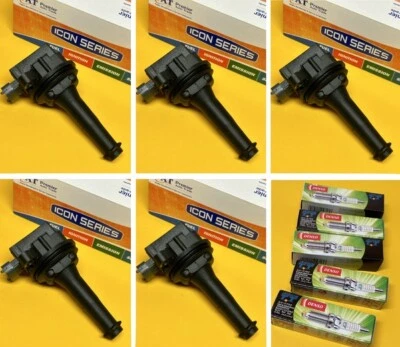 Ignition coils + plugs x 5 for VOLVO C30 T5 2.5L Turbo 07-13 B5254T3 B5254T7 - image 1 of 2