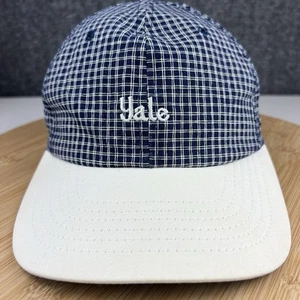 Vintage 1990's Yale Bulldogs Hat Cap Strapback Texace Blue Checkered Made in USA - Picture 1 of 13
