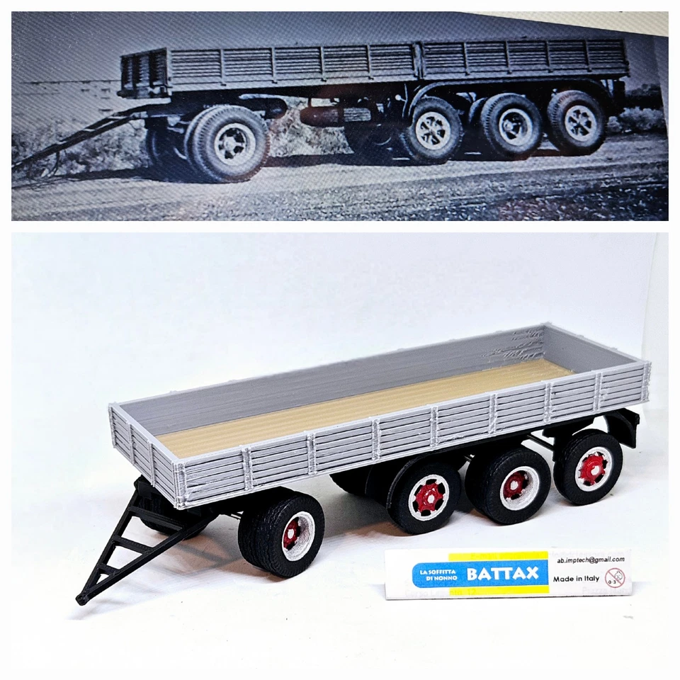 # 1/43 RIMORCHIO a 4 ASSI (Calabrese 7 metri) by BATTAX x IXO/deagostini # - Immagine 1 di 3