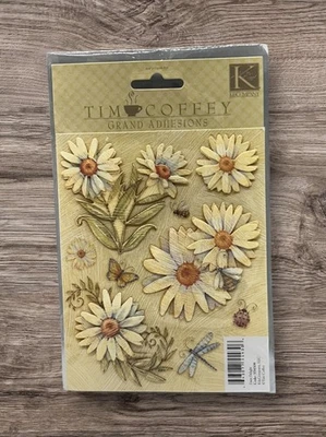 Daisy Delight Flowers 蜻蜓瓢虫 K&Company Tim Coffey 3D 贴纸 罕见 — 第 1/4 张图片