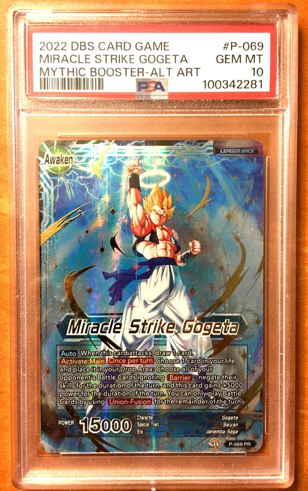 2022 DBS Miracle Strike Gogeta, Mythic Promo Holo Rare PSA 10 Gem Mint - Image 1 of 1