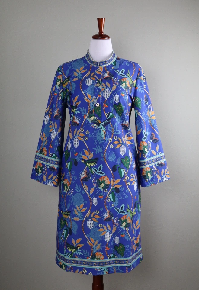 CHICO'S $159 гладкий эластичной попугай птица цветочный платье размер 2 США большой / 12 - Изображение 1 из 4