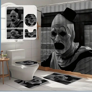 Terrifier Juego de Baño con Tapa de Alfombra Cubierta U Mat y Cortina de Ducha Poliéster - Imagen 1 de 1