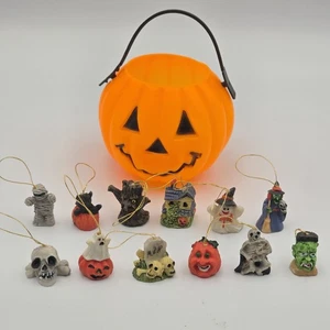 Vintage Halloween Miniature Hanging Ornaments Set Of 12 Half Inch Size - Picture 1 of 4