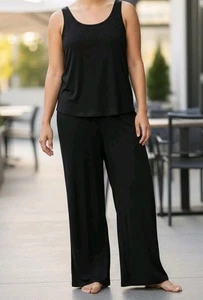 Chicos Travelers Tank Top Size 0 US Small Brown Slinky Knit Top & Pants Set - Picture 1 of 5