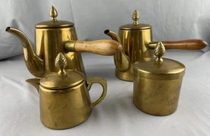 Brass Turkish Coffee Set- 2 Pots, Creamer & Sugar Bowl With Lids - Picture 1 of 23