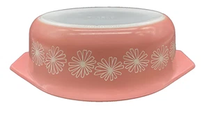 Vintage Pyrex Pink Daisy Oval 2 1/2 QT. # 045 Casserole Dish - Picture 1 of 12