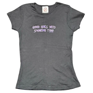 Camisa Y2K Vintage Good Girls Need Spanking Too Don’t Panic 2002 Parodia Sexo OSFA - Imagen 1 de 4
