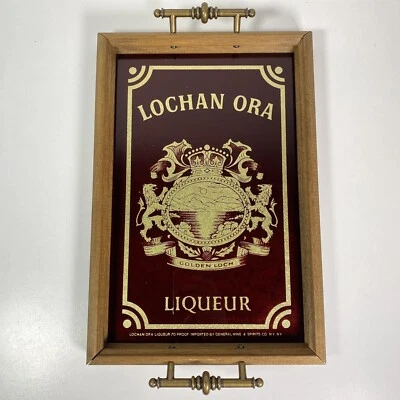 Lochan Ora Liquore Legno Vetro Cornice Legno Parete Arte Vassoio Servizio Vintage - Immagine 1 di 4