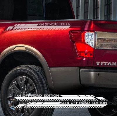 卡车贴花适用于日产 Titan 4x4 越野乙烯基图形条纹后床运动 — 第 1/4 张图片