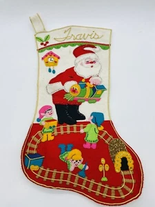 Vintage Santa Train Completed Handmade Christmas Stockings Beads Sequins - Picture 1 of 10