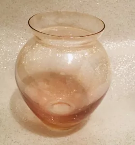 VASE AMBER GLASS STUNNING BOWL SHAPED WIDE NECK GOOD QUALITY GOOD WEIGHT VGC - Picture 1 of 7