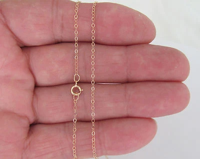 14K Yellow Gold filled dainty 1mm Cable chain sizes choice 16, 18, 20, 24" - Image 1 of 2