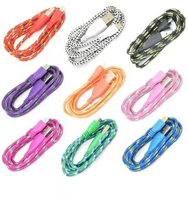 Cable cargador de sincronización de datos micro USB trenzado redondo de 6 pies para SAMSUNG, HTC, LG - Imagen 1 de 10