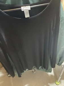 Chicos Womens Black Long Sleeve Top Size2 Rayon & Poly Blend blouse RefGBB 153 - Picture 1 of 4