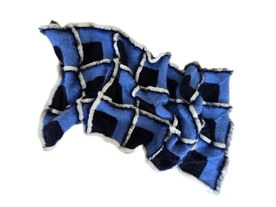 NEW HANDMADE KNIT KNITTED BLANKET THROW WOOL GEOMETRIC PATTERNED UNIQUE HANDWORK - Image 1 of 4