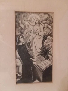 Antique Vtg Jesus Christ & Franciscan Print Religious Picture Lecostey France - Picture 1 of 5