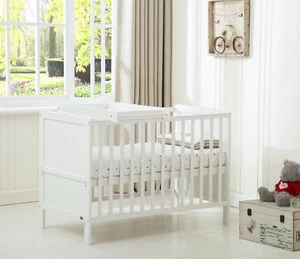 MCC® Wooden Baby Cot Bed "Orlando" with Top Changer & Water repellent Mattress  - Picture 1 of 6