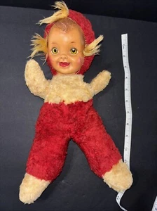 Rare Vintage Rushton Rubber Face White Plush Happy Smiling Baby Doll Rubberface - Afbeelding 1 van 5