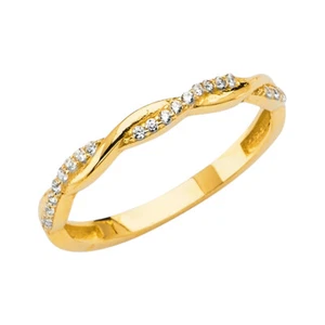 Ioka -14K Solid Yellow Gold CZ M-Pave Braided Women's Ring - Picture 1 of 3