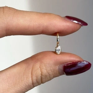 14KT Yellow Gold Lab-Created Marquise Diamond Pendant Slide Bezel-Set 1/8 CT - Picture 1 of 8