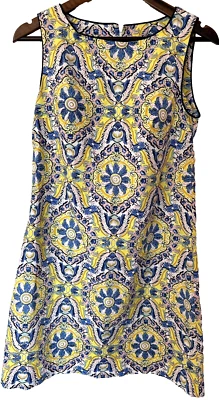 Betsey Johnson Dress Women's Size 6  Yellow Blue Cotton Blend Knee Length - Image 1 of 4