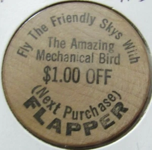 Vintage Flapper Airlines Worchester, RI Wooden Nickel - Token Rhode Island - Picture 1 of 2