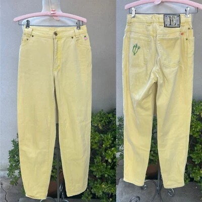 Pantalones de mezclilla amarillos Escada años 80 de colección algodón cintura alta talla 38 Foto 1 de 4
