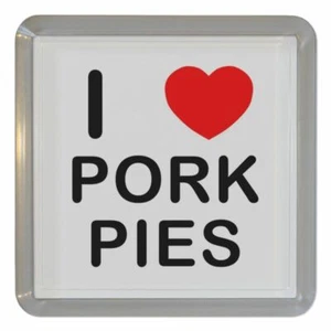 Pork Pies I Love Plastic Tea Coaster Beer Mat Plastic (95mm x 95mm) - Picture 1 of 2