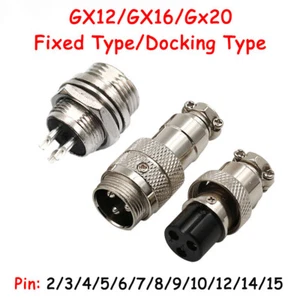 GX12/16/20 Aviation Plug + Socket Cable Connector Panel 2/3/4-15 pin Male Female - Picture 1 of 15