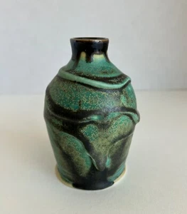 Greg Jahn - original studio art pottery bud vase brown green - Picture 1 of 6
