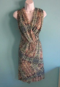 Nic + Zoe Womens Size 1X Blue / Green Urban Safari Sleeveless Faux Wrap Dress - Picture 1 of 14