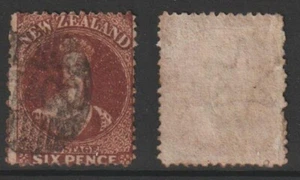 NEW ZEALAND CHALON/FFQ 1862-64 6d DEEP RED BROWN P13 (JF) CP A5c(3) / SG77 - Picture 1 of 1