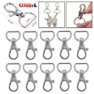 5-50X Swivel Lobster Clasp D Ring Key Rings Keychain Lanyard Finding Tone Silver - Picture 1 of 10