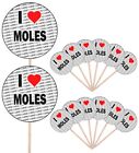 I Love Moles  Party Food Cup Cake Picks Sticks Flags Decorations Toppers
