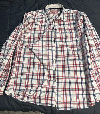 Camisa Thomas Rosa Para Hombre Blanca Azul Roja Algodón A Cuadros Con Botones XL Y2K Foto 1 de 4