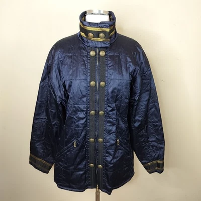 Chaqueta de esquí vintage Bogner para mujer talla 12 con cremallera azul negro dorado Foto 1 de 4