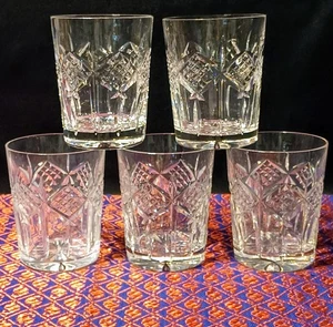 Vtg. Set 5 Waterford Crystal GRAINNE Double Old Fashioned Glass Tumblers Ireland - Picture 1 of 19