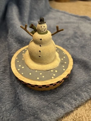 Navidad Vacaciones Yankee Candle Company Tarro Topper Muñeco de Nieve Warren Kimble Clásico Foto 1 de 4