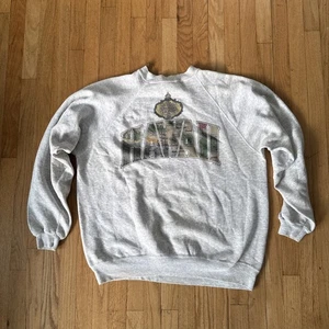 Vintage 90s Hawaii Souvenir Raglan Sweatshirt Grey Size XL Vtg - Picture 1 of 7