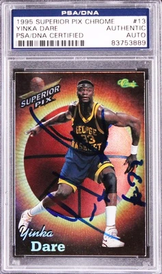 Nets Yinka Dare Authentic Signed 1995 Superior Pix Chrome #13 Card PSA/DNA Slab - Image 1 of 2