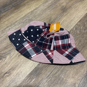Gymboree Girls Reversible Cotton Bucket Hat Red / White / Blue 6-8 - Picture 1 of 5