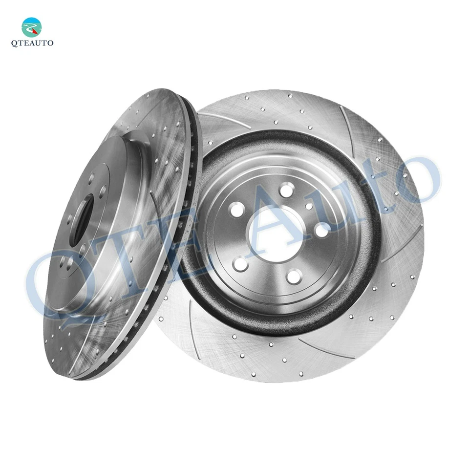 Rear 345mm Drilled Slotted Brake Disc Rotors For 2013-2019 Ford Taurus - Image 1 of 4