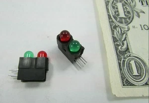 Lot 10 Dual Solder Mounted LEDs Red & Green Miniature Traffic Signal Model Train - Picture 1 of 8