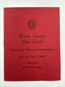 1945 Wayne County High School Wayne, West Virginia Commencement Program - Picture 1 of 11