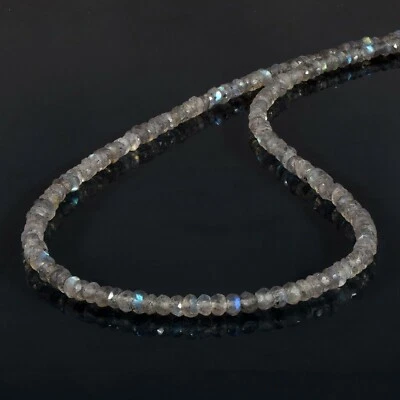 Natürlich 1 Strand Blau Flash Labradorite Edelstein 925 Sterlingsilber Halskette - Bild 1 von 4