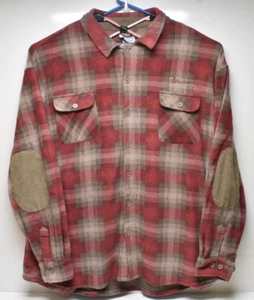Ducks Unlimited Flannel Shacket Red Brown Plaid Fleece Long Sleeve Mens 3XL EUC - Picture 1 of 9