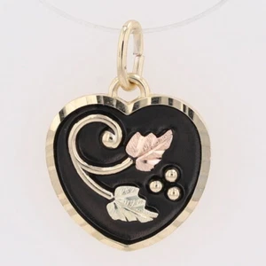 Black Hills Gold Heart & Leaves Pendant w/o Chain 10k Multi-Tone Gold .77 Grams - Picture 1 of 5